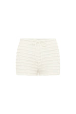 ADALEE RUFFLE TEXTURE HOT SHORT - WHITE