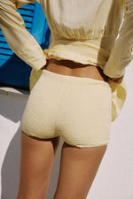 ADORA SHIRRED HOT SHORT - LEMON