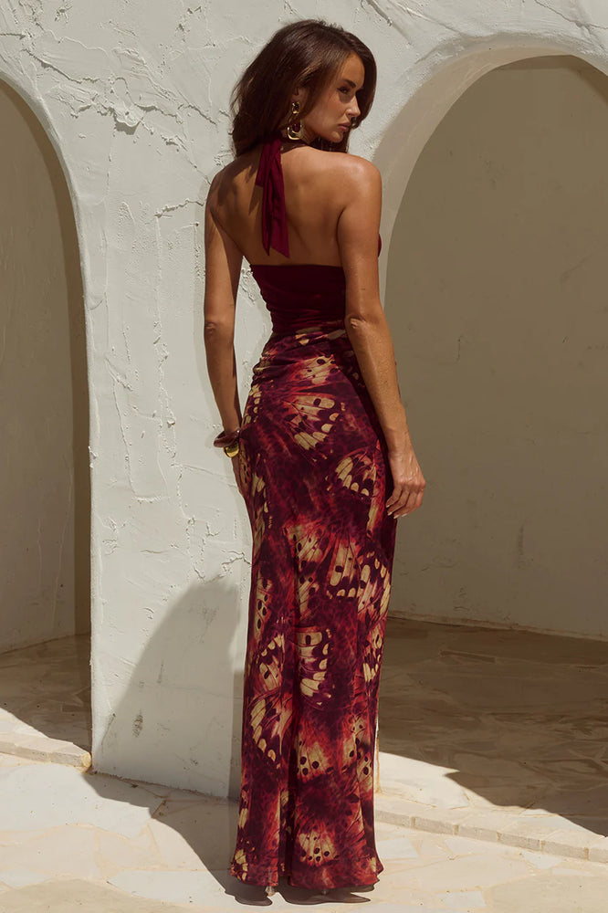 ALEXIS HALTER CUT OUT MAXI DRESS - ELIANA RED