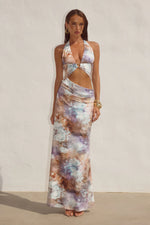 UMIA HALTER CUTOUT MAXI DRESS - ZARLA CHOC