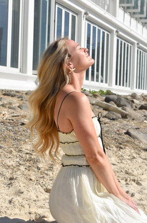 Baby yellow layered ruffle dress.