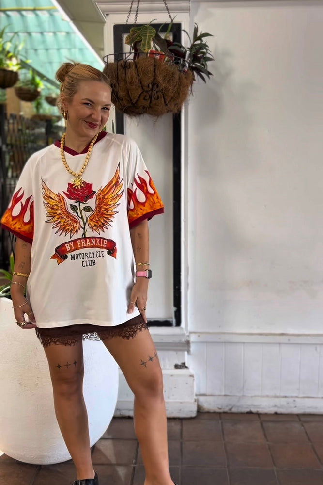 By Frankie Tee- White Motorcycle Club Cotton