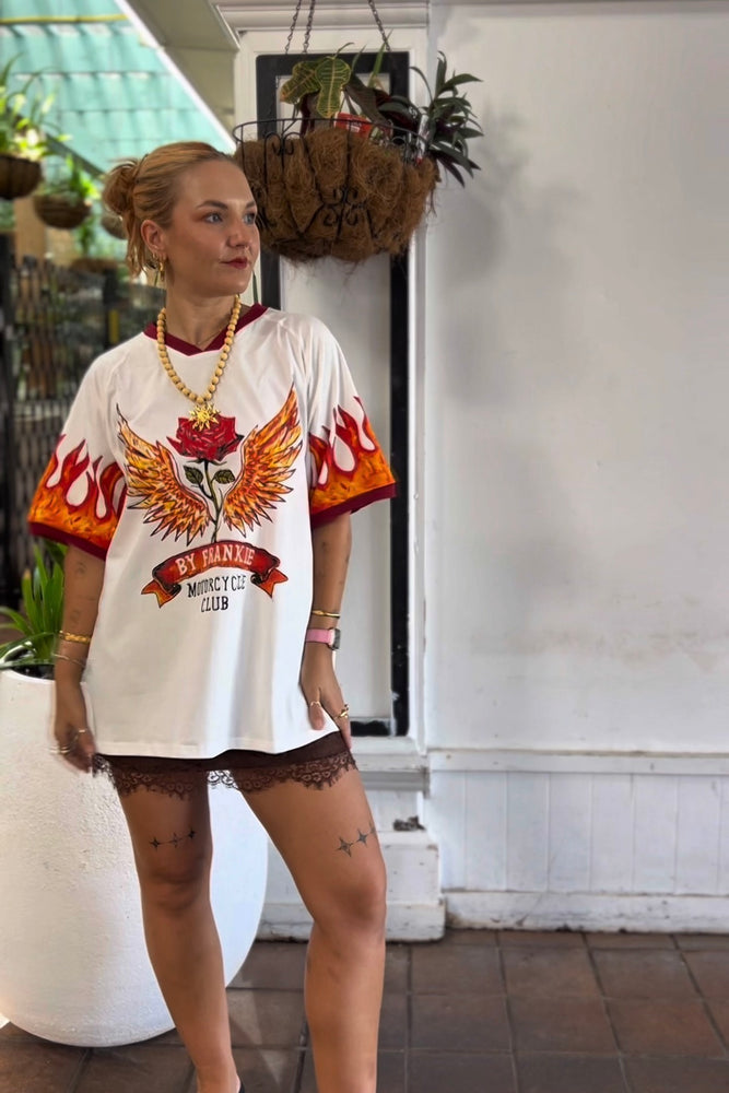 By Frankie Tee- White Motorcycle Club Cotton