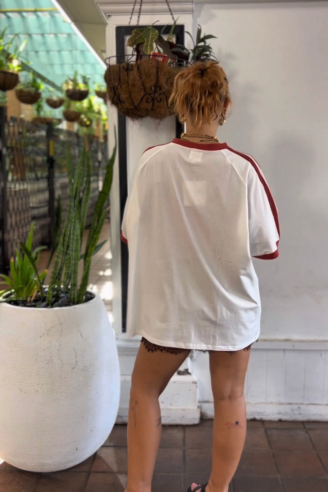 By Frankie Tee- White/Rust La Sirena Cotton