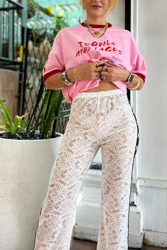 By Frankie Racer Pants Lace White