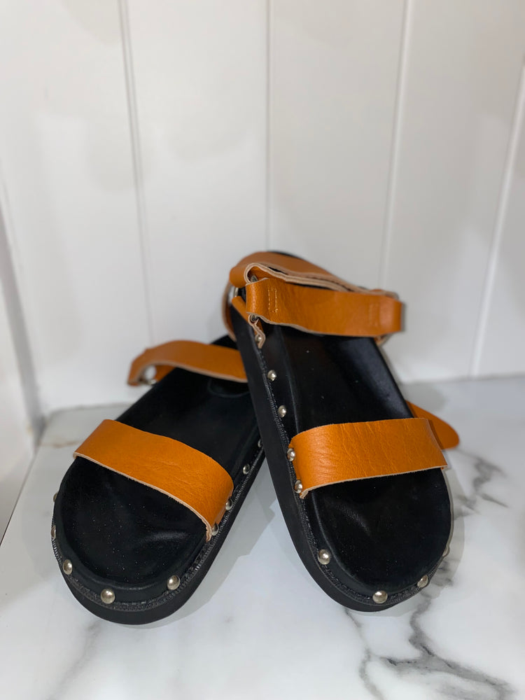 Black and Tan Strap Sandals