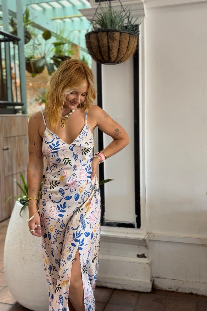 Yours Truly Cream Abstract pattern Midi Dress