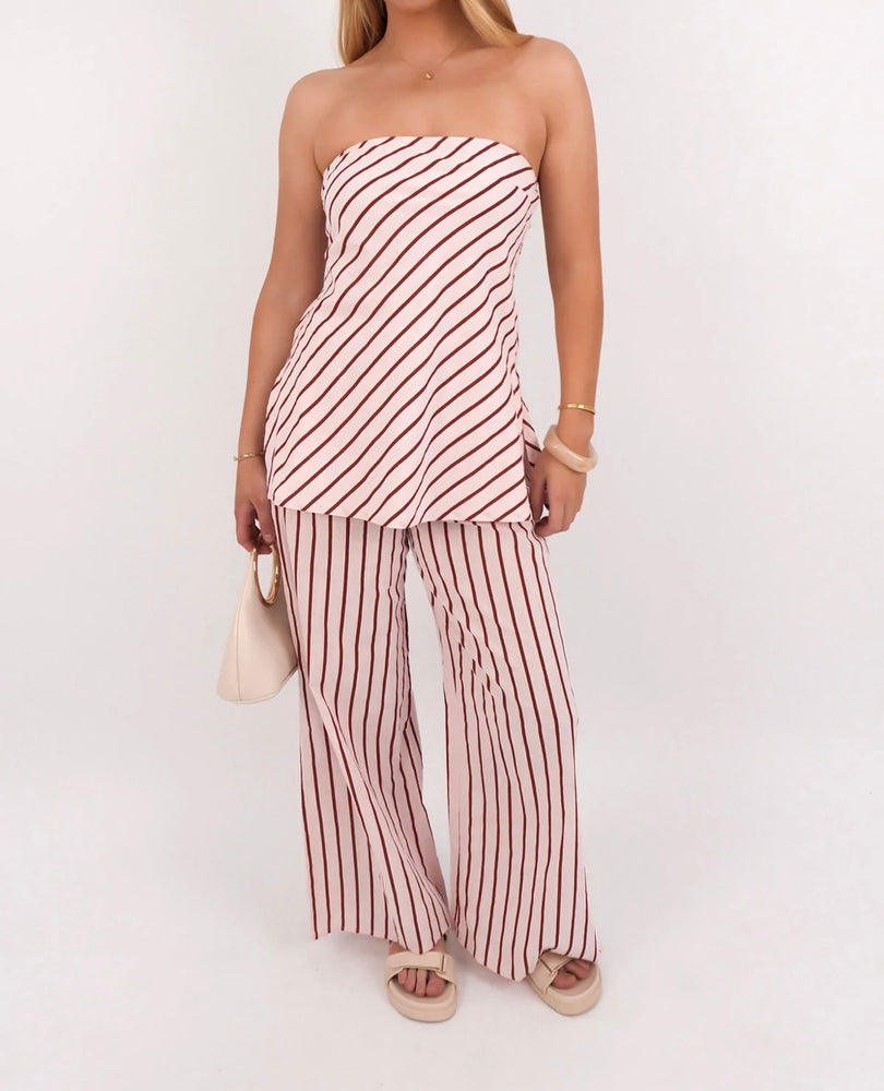 By Frankie- Strapless Top Pink & Red stripe