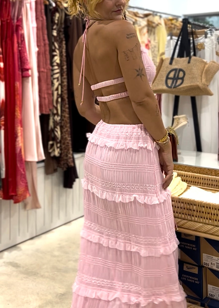 Angel Biba- Halter Top Ruffle Sparkle Pink