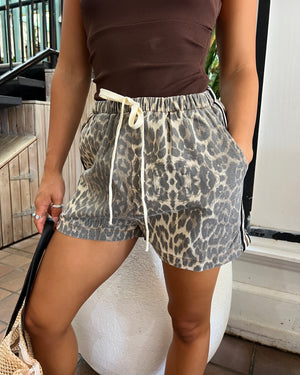 By Frankie Leopard Racer Shorts