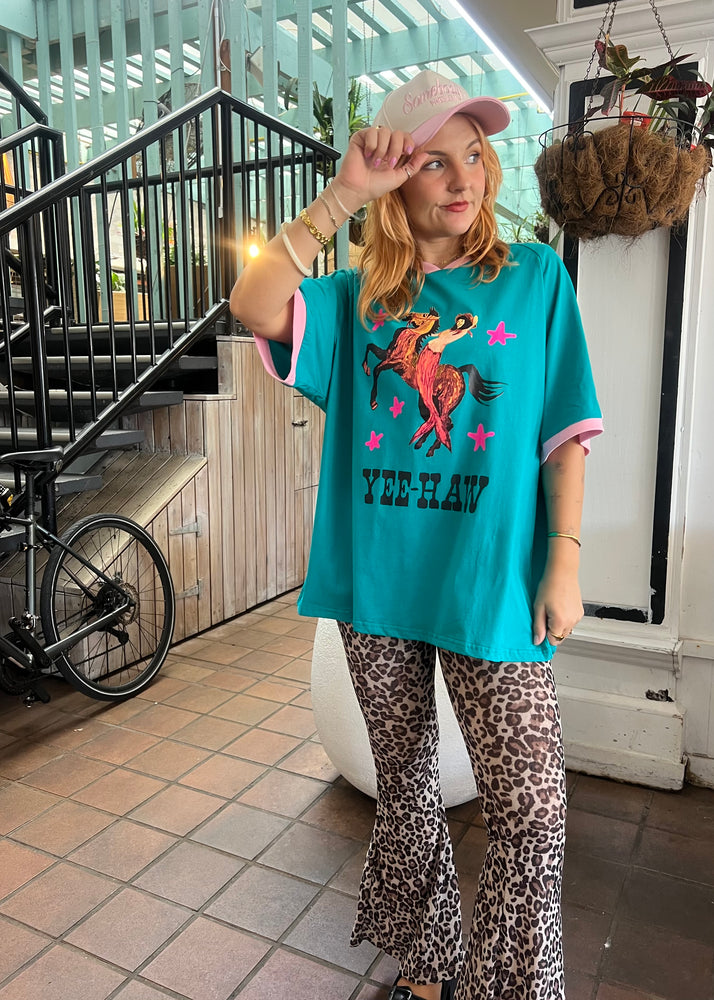 By Frankie Yeehaw Green/Pink T-Shirt Cotton