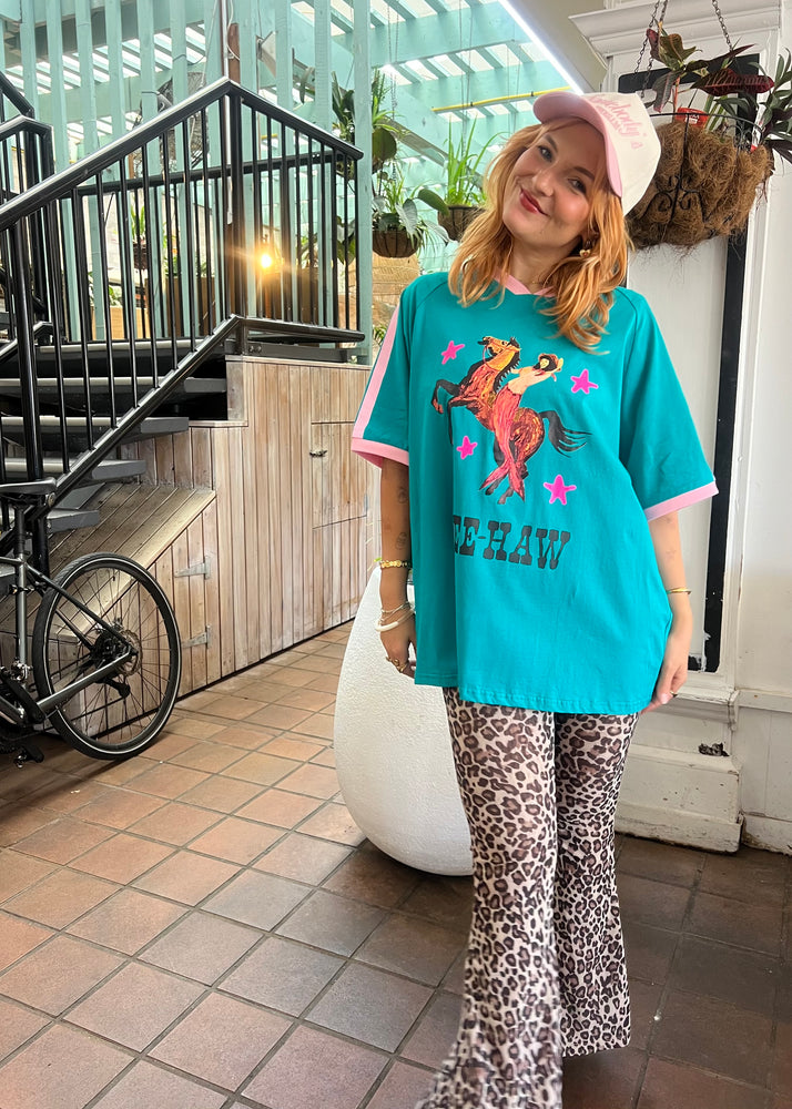 By Frankie Yeehaw Green/Pink T-Shirt Cotton