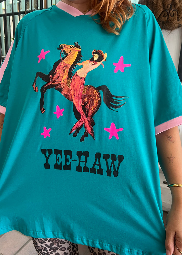 By Frankie Yeehaw Green/Pink T-Shirt Cotton