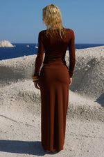 KAMILLA TWIST MAXI SKIRT - CHOCOLATE