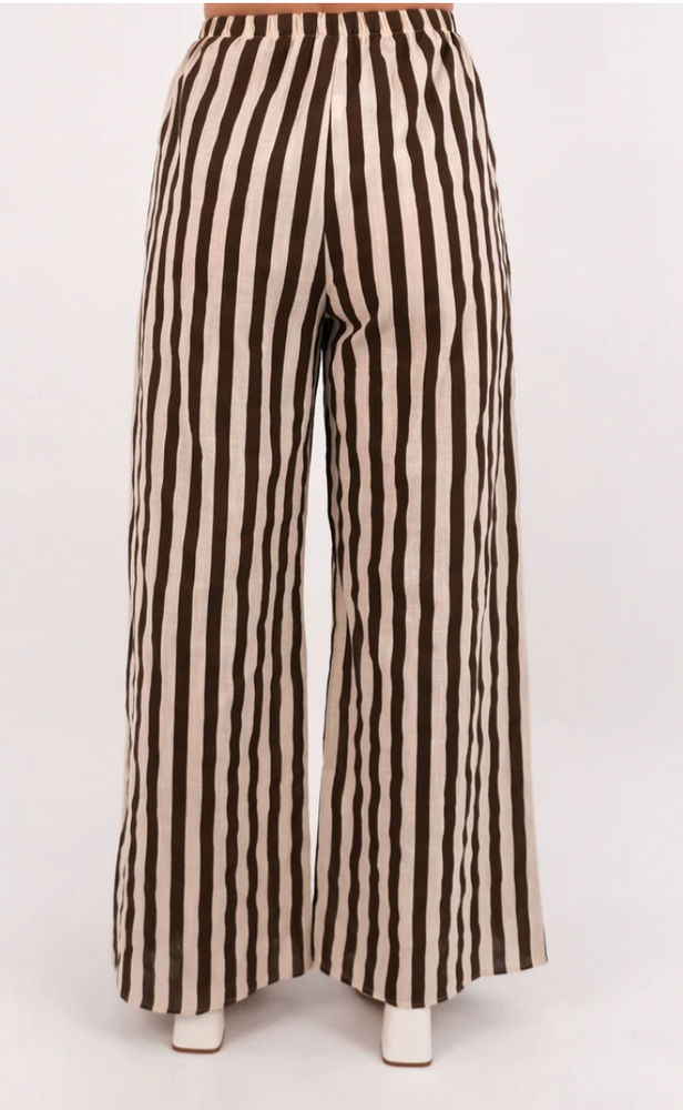 By Frankie- Linen Strapless Top Brown & Tan Stripe